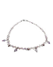 Load image into Gallery viewer, Amethyst Star, Diamanté, and Rice Pearl Choker