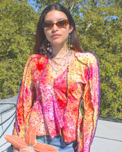 Load image into Gallery viewer, Confetti Sunset Spiral Sleeve Blouse

