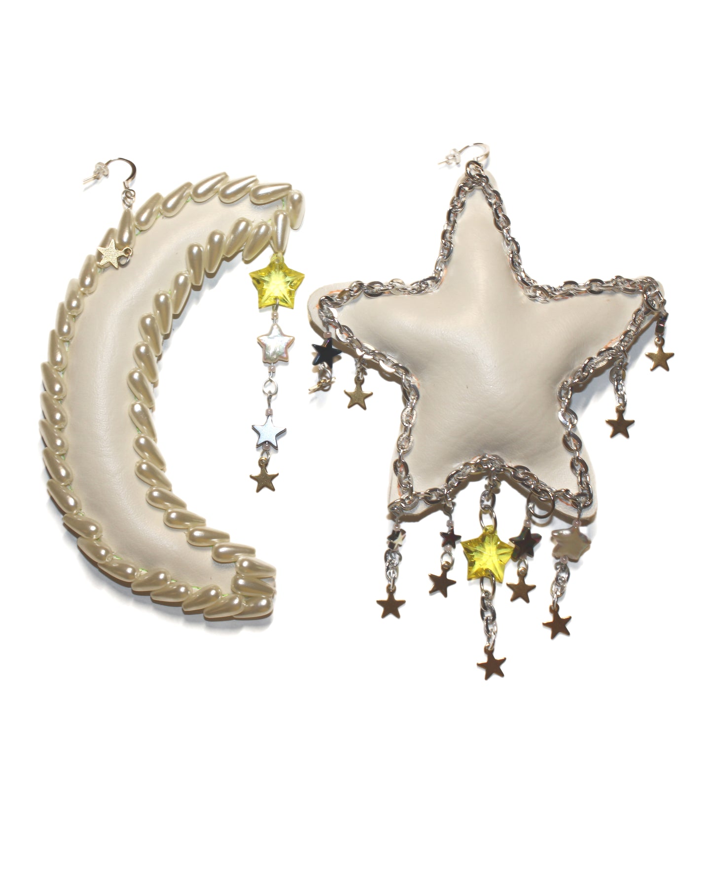 Star and Moon Plush Pleather Earrings
