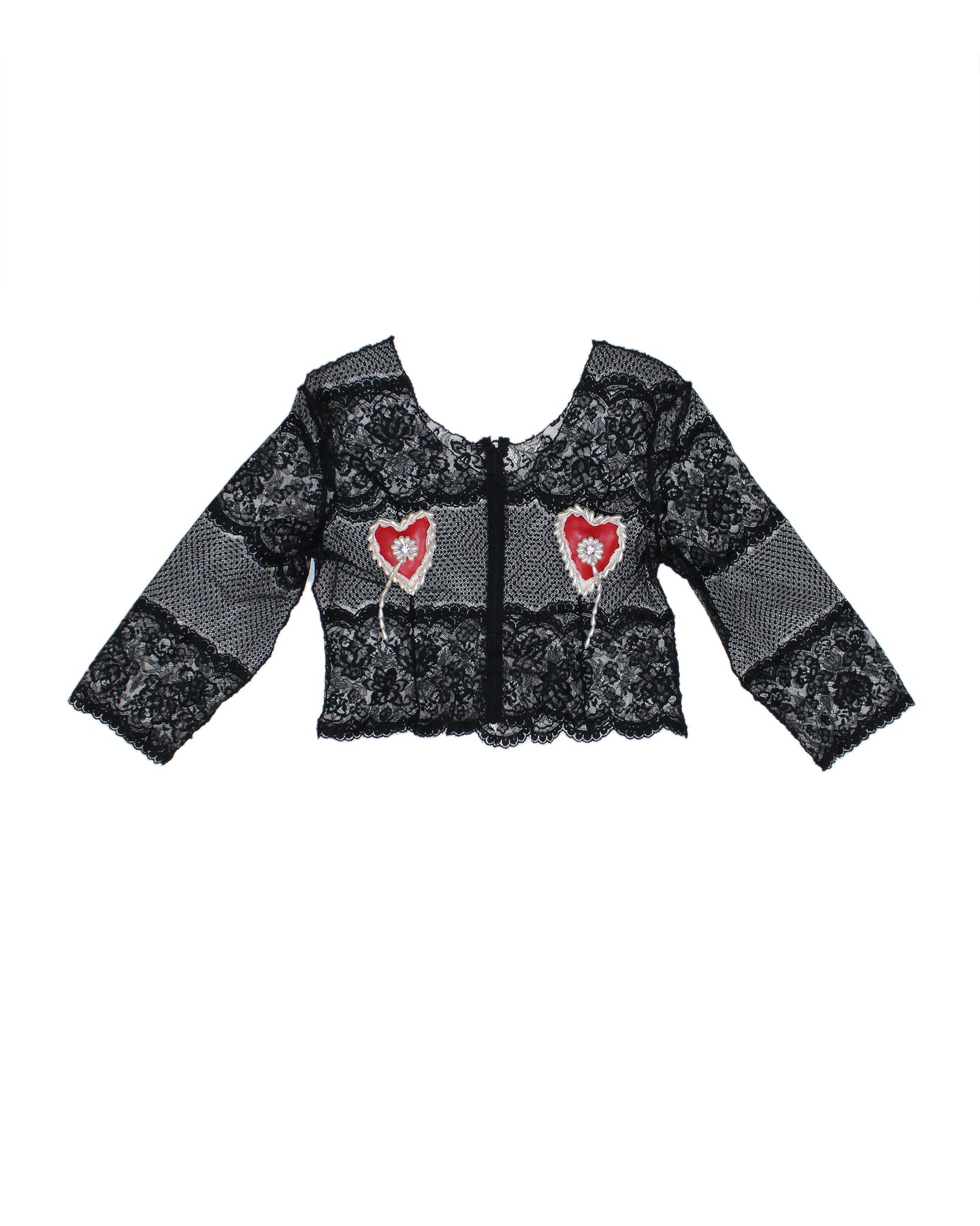 009 Two of Hearts Black Lace Blouse