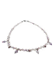 Load image into Gallery viewer, Amethyst Star, Diamanté, and Rice Pearl Choker
